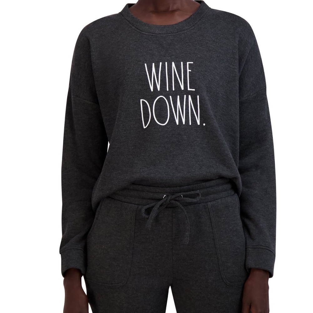 Rae Dunn Women's "WINE DOWN" Pullover Sweatshirt size medium